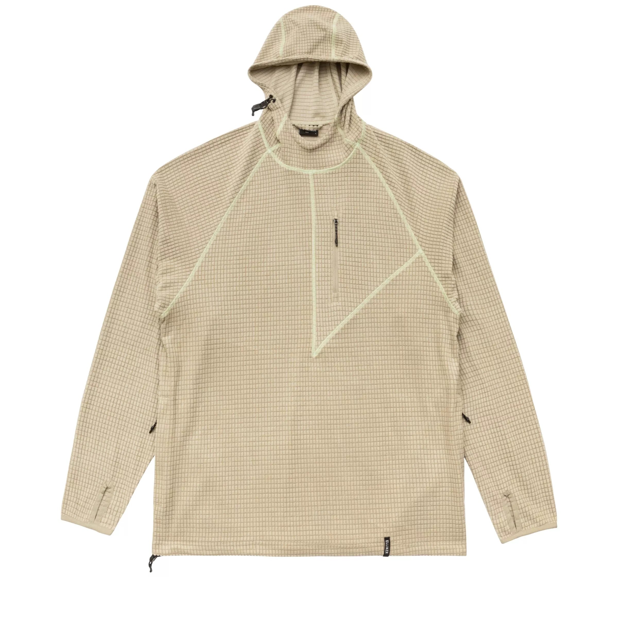 Elliker Hudswell Pullover Grid Fleece Hoodie - Taupe