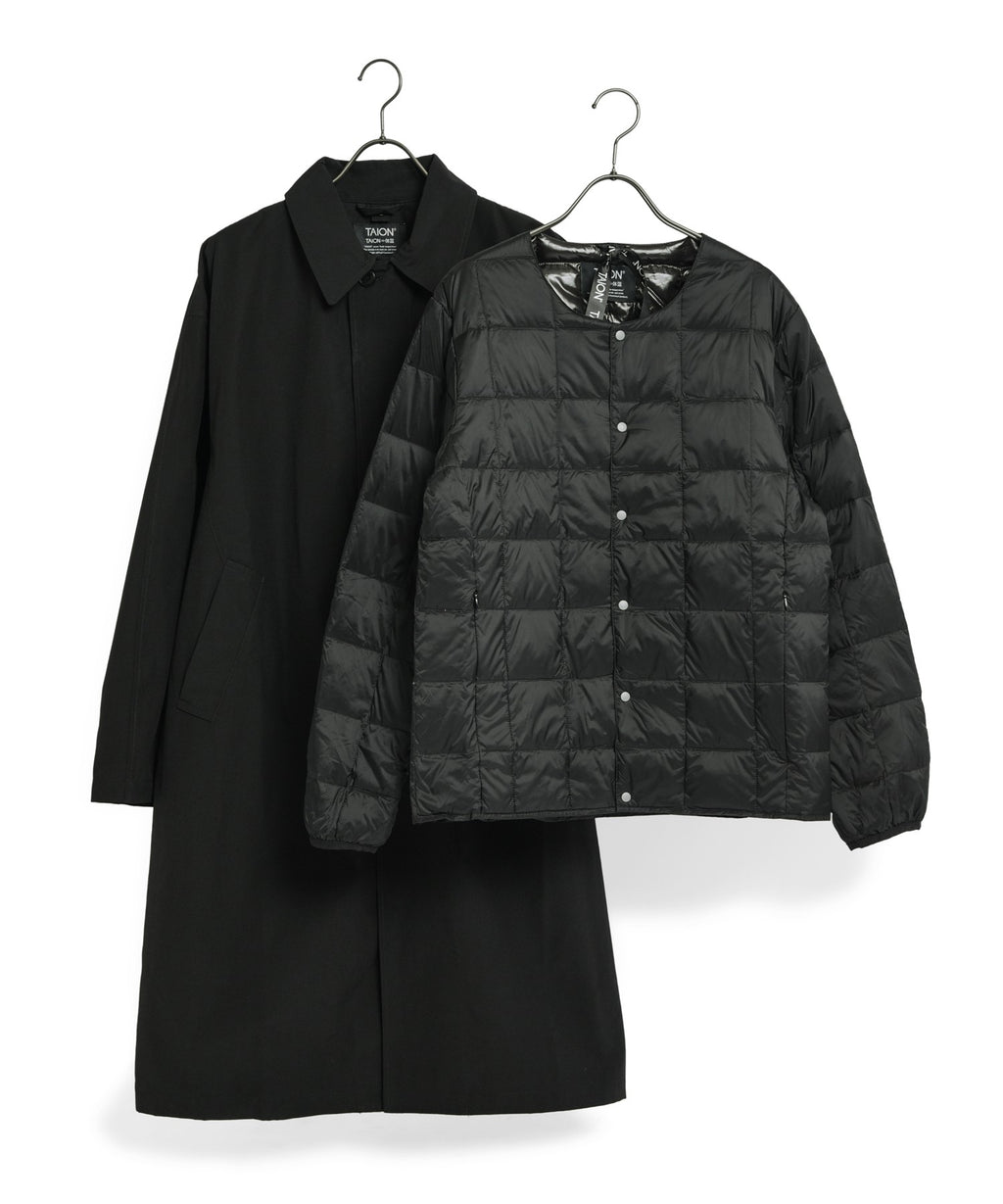 Taion Bal Collar Coat Set + Down Jacket - Black