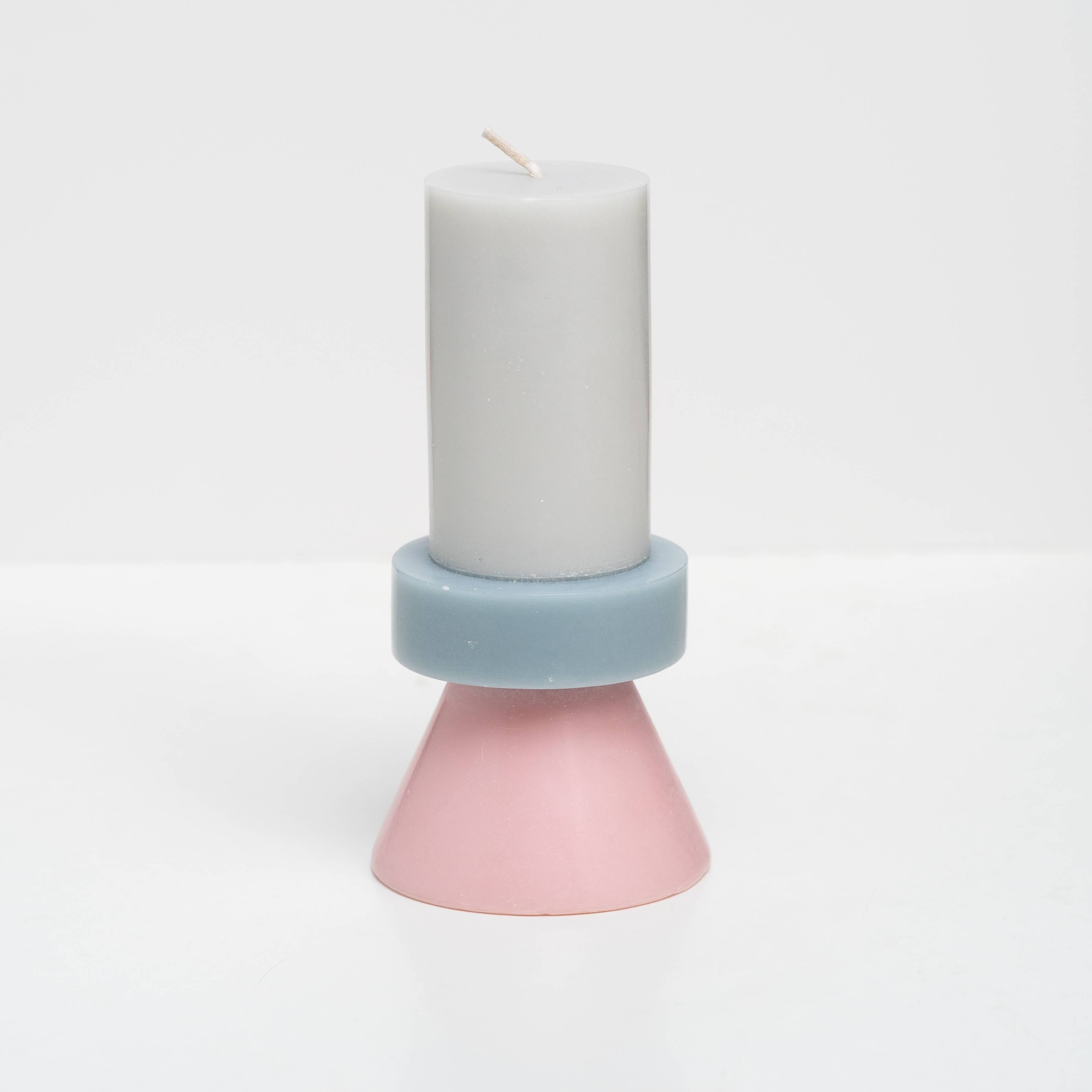 YOD&CO Tall Stack Candle - Light Grey / Pastel Blue / Soft Pink