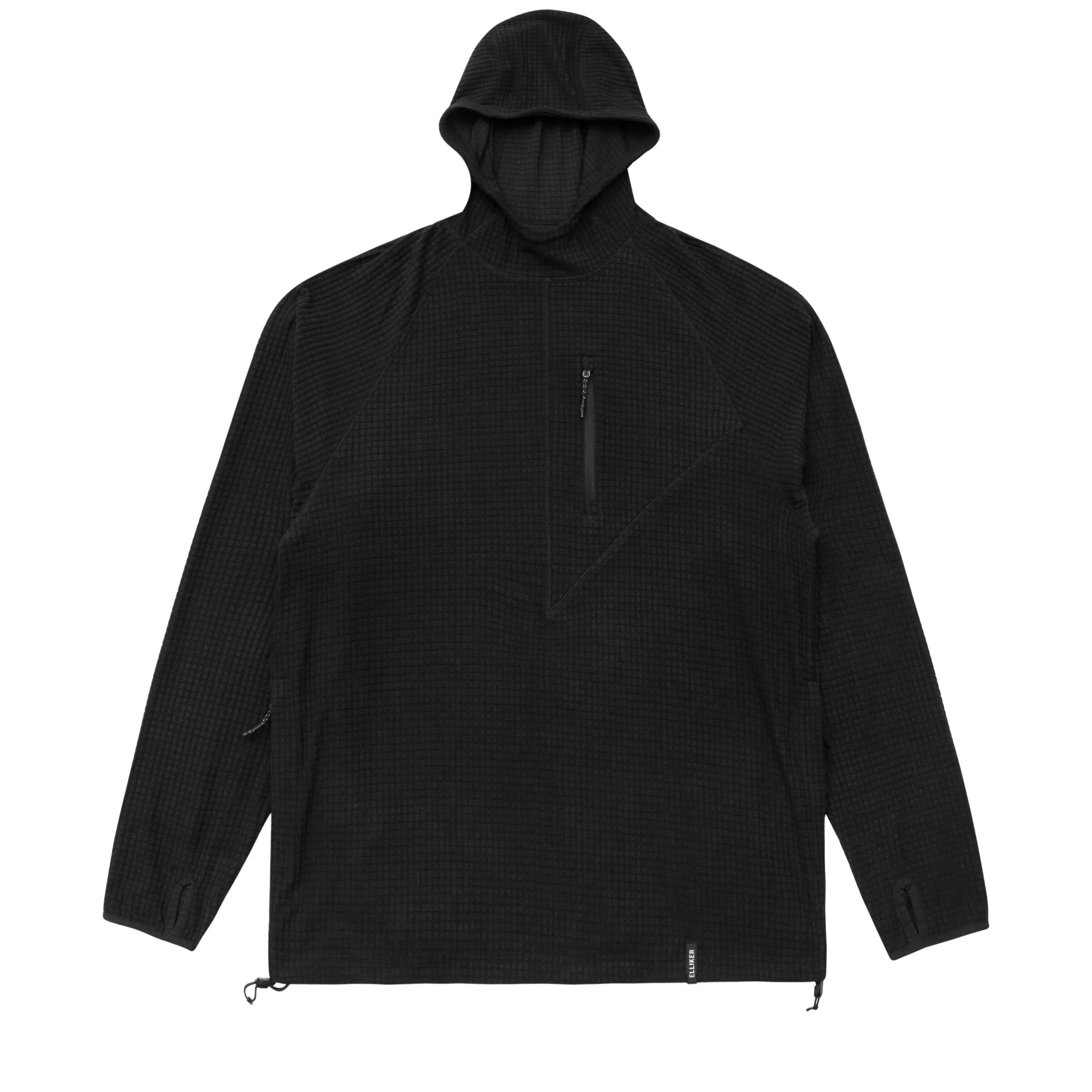 Elliker Hudswell Pullover Grid Fleece Hoodie - Black
