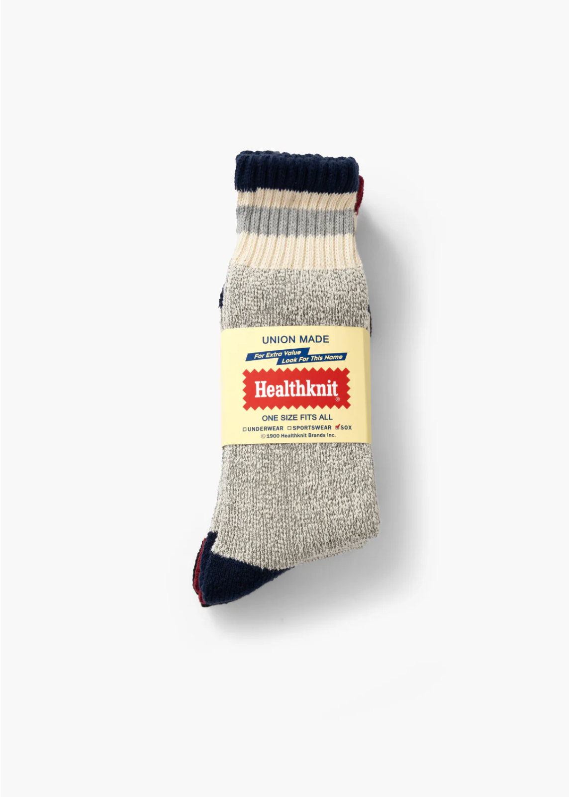 Healthknit 3 Pack Crew Socks - Grey / Striped