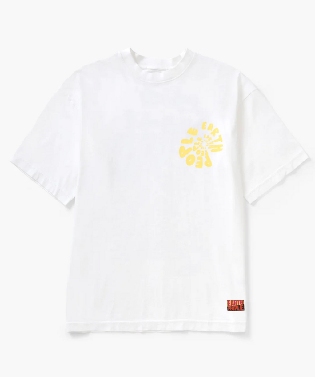 Earth People Monkey Jazz Crew Tee - White