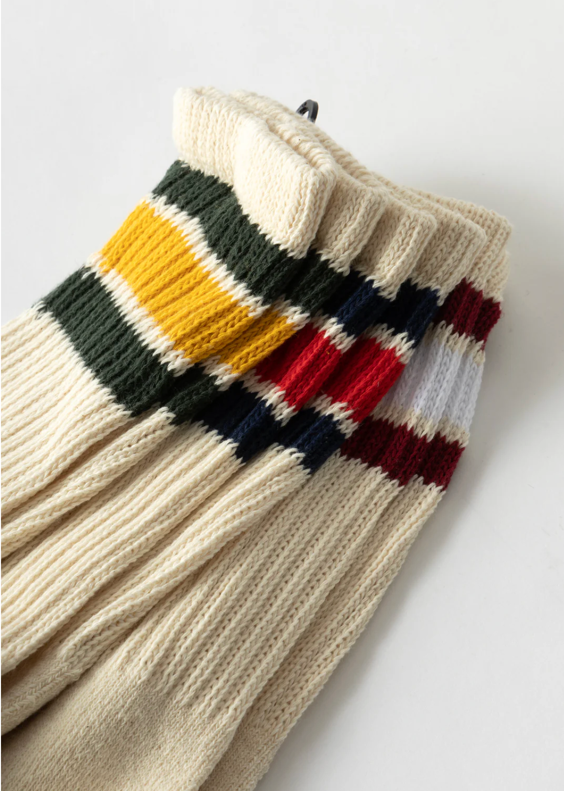 Healthknit 3 Pack Crew Socks - Off White / Striped