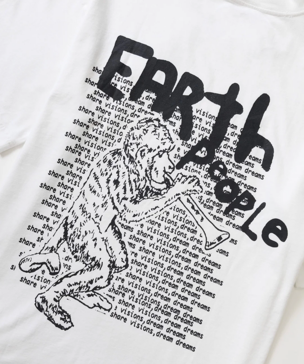Earth People Monkey Jazz Crew Tee - White