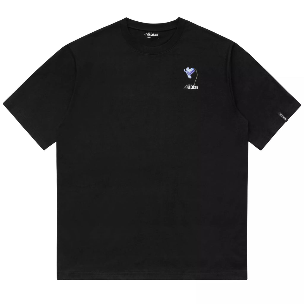 Elliker Rill Bluebell Print Short Sleeve Tee - Black