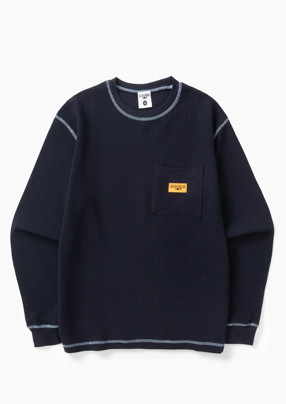 Service Works Waffle Contrast Thermal LS Tee - Navy/Blue