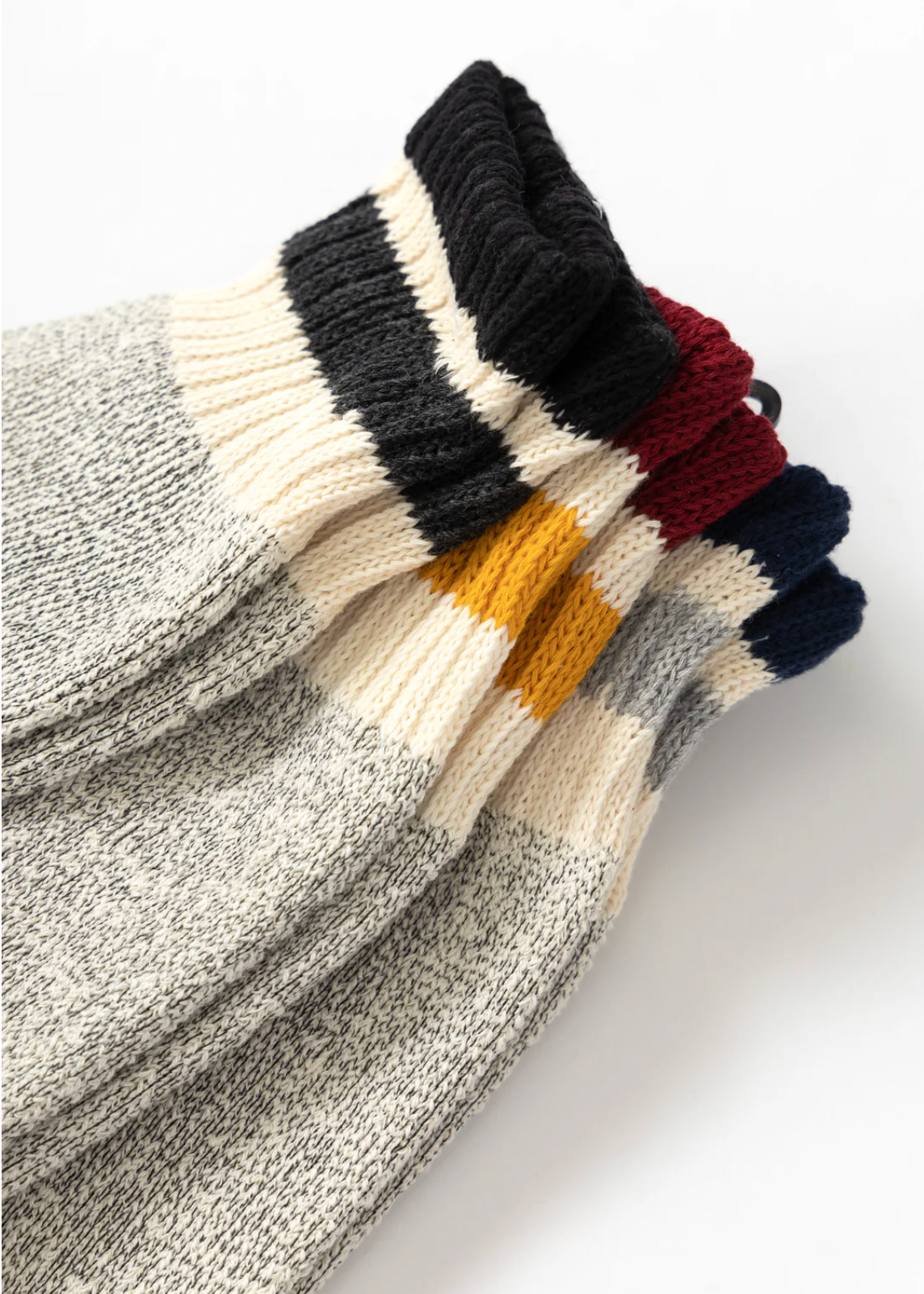 Healthknit 3 Pack Crew Socks - Grey / Striped