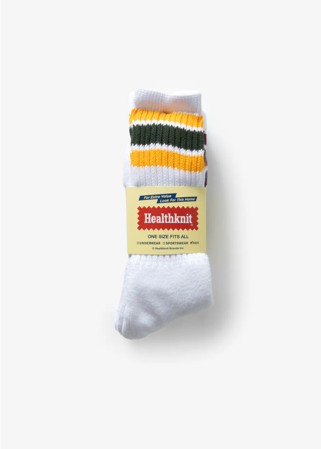 Healthknit 3 Pack Crew Socks - White / Striped