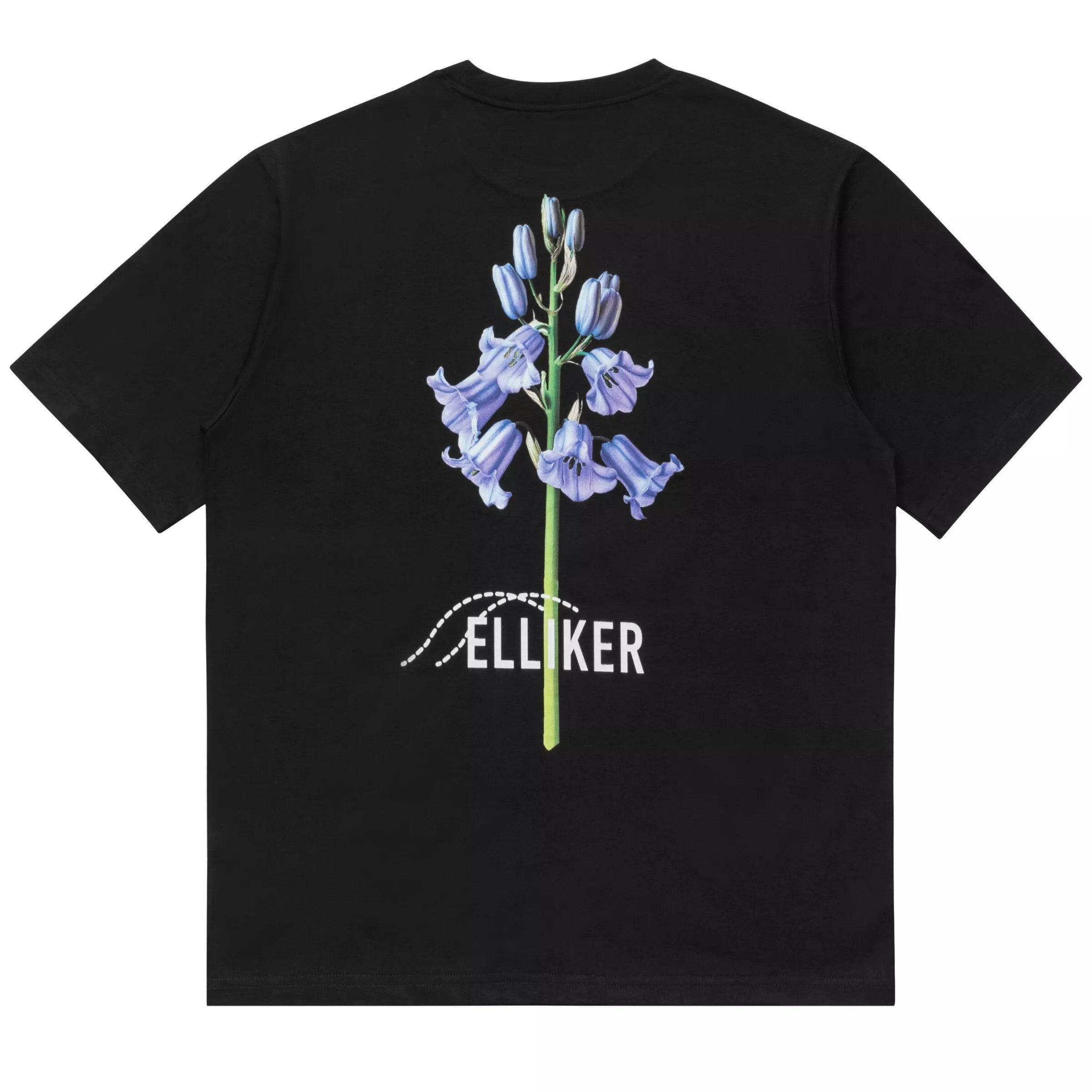 Elliker Rill Bluebell Print Short Sleeve Tee - Black