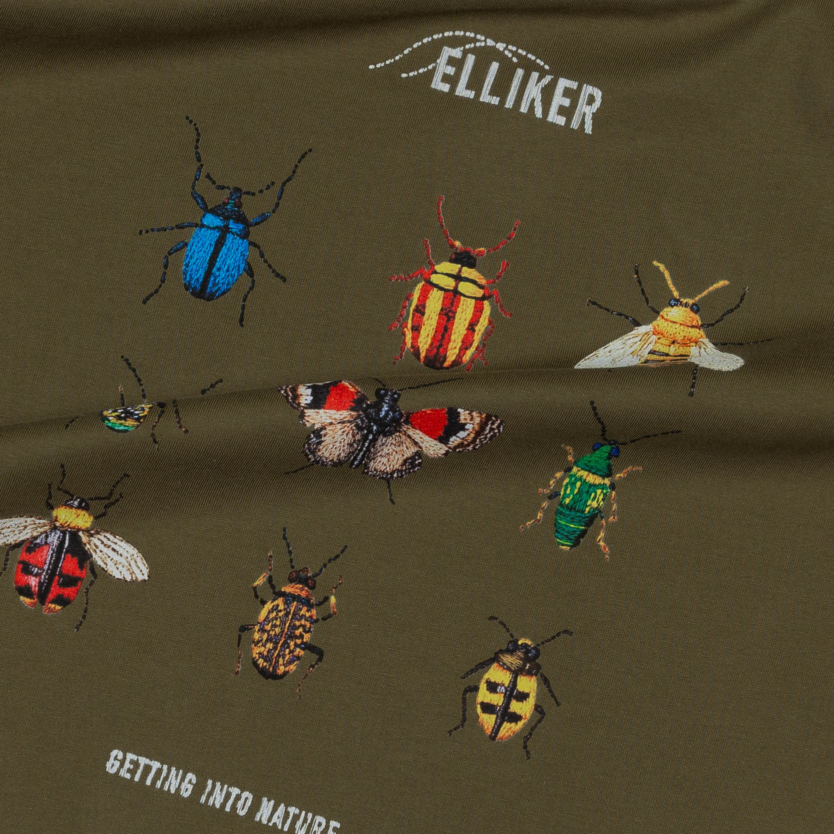 Elliker Rill Bug Print Short Sleeve Tee - Khaki