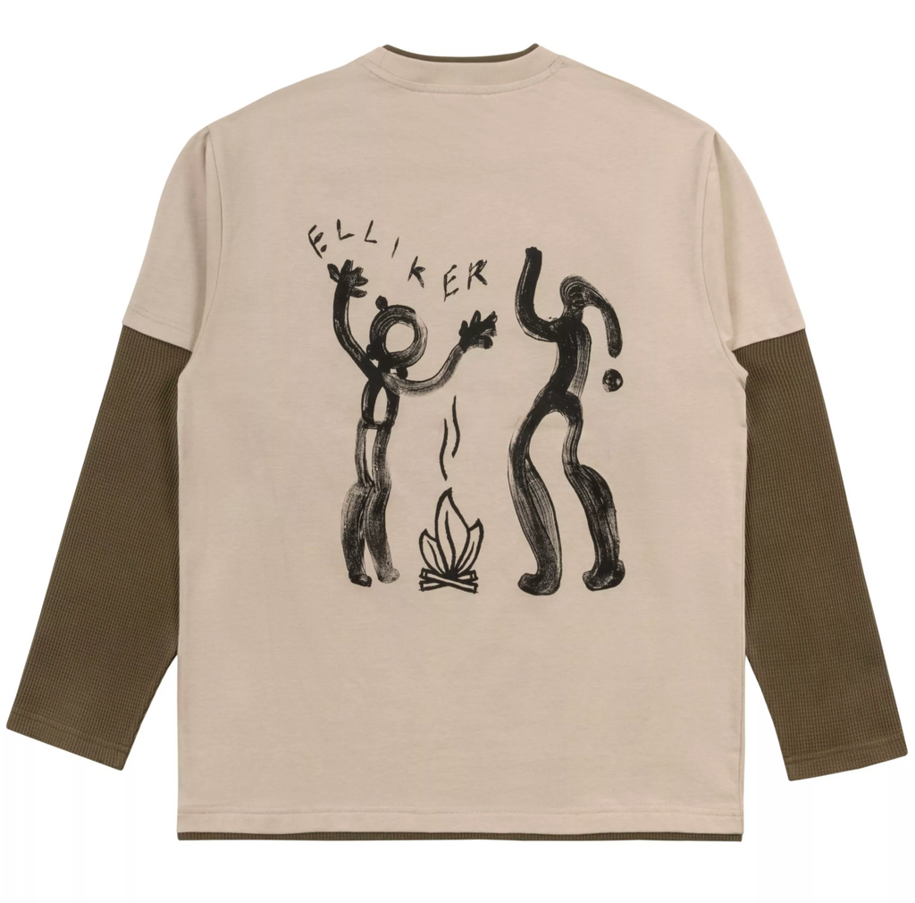 Elliker Lown Campfire Long Sleeve Tee - Pebble