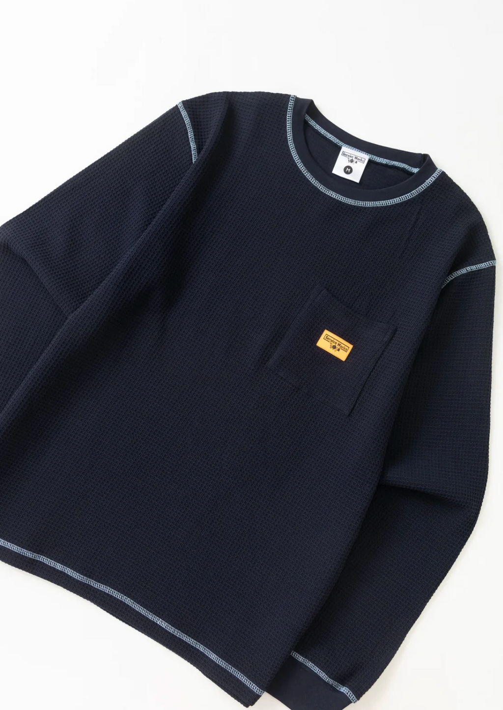 Service Works Waffle Contrast Thermal LS Tee - Navy/Blue