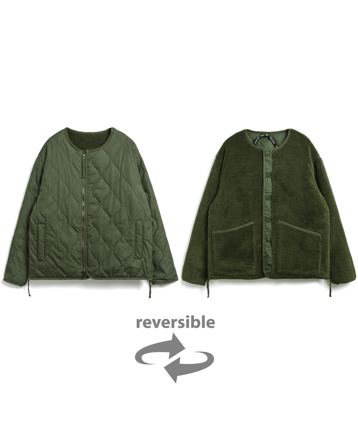 Taion Military Reversible Crew Neck Down Jacket - Olive x Olive