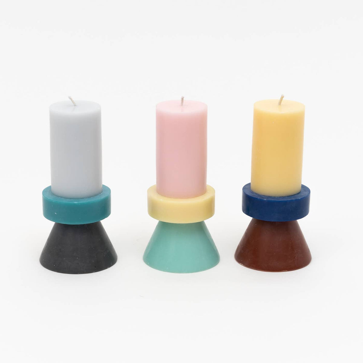YOD&CO Tall Stack Candle - Lilac / Turquoise / Charcoal